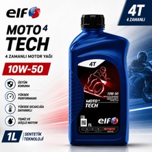Elf Moto 4 Tech 10W-50 4t Motosiklet Motor Yağı 1 Litre – Tam Sentetik Teknoloji Üstün Performans Jaso Ma2
