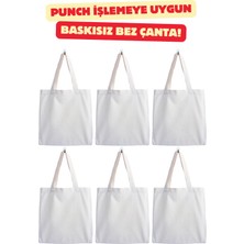Designedfy Punch Işlemeye Uygun Su Geçirmez Baskısız Bez Çanta 6 Adet 35X40CM