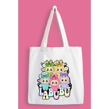 Designedfy Labubu 2 Su Geçirmez Baskılı Bez Çanta, Tote Bag