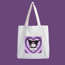 Designedfy Kuromi Aesthetic 2 Su Geçirmez Baskılı Bez Çanta, Plaj Çantası