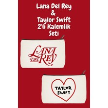 Belirtilmemiş Lana Del Rey ve Taylor Swift 2'li Makyaj Çantası Avantaj Seti, Kalemlik, Cüzdan, Bez Çanta