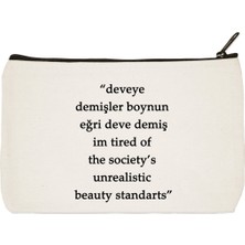 Designedfy Deve Sormuşlar Baskılı Bez Makyaj Çantası, Kalemlik, El Çantası