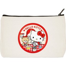 Designedfy Hello Kitty Baskılı Bez Makyaj Çantası, Kalemlik, El Çantası