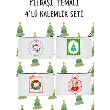 Designedfy Yılbaşı Konsept 4'lü Set Makyaj Çantası, Kalemlik Seti