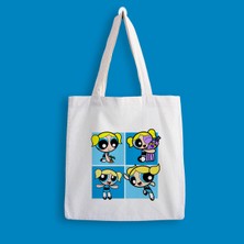 Designedfy Powerpuff Girls Bubbles Baskılı Bez Çanta Eğlenceli Tasarım
