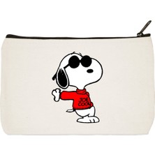 Designedfy Snoopy Baskılı Bez Makyaj Çantası, Kalemlik, El Çantası