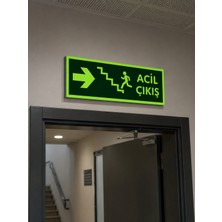 Korkmaz Group Levha Acil Çıkış Yukarı Merdiven Yön Levhası Fotolümenli Pvc 12X30 cm