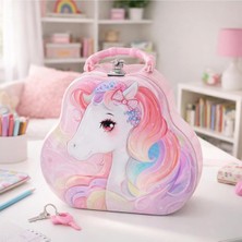 Duffa Sevimli Metal Unicorn Kumbara Çantalı Kilitli Kumbara Hediye Kumbara Çanta Kumbara Doğum Günü Hediye Unicorn At Kumbara Çocuk Kumbara