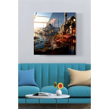 Marsilyan Istanbul Şehir Manzarası Modern Dekoratif Cam Duvar Tablosu | Duvar Sanatı | Seri KZ6QG3