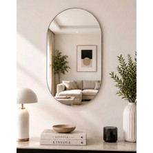 HK Home Design 100 cm x 50 cm Dekoratif Elips Ayna ( Gerçek Gümüş Ayna )