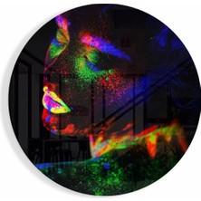 Marsilyan Neon Kadın Modern Dekoratif Cam Duvar Tablosu | Duvar Sanatı | Seri BW5S5V