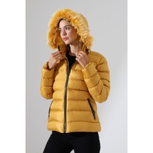 Tals Moda Kadın Silim Fit Çıkarılabilir Kapişonlu Mont