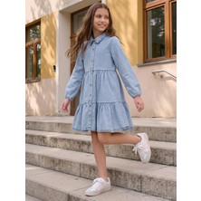 Civil Girls Denim Gömlek 10-13 Yaş Elbise - Mavi