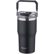 Diller Çelik Pipetli/ Pipetsiz Tutma Saplı Termos Matara 620 ml - Siyah