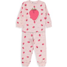 Civil Girls Çilek Desenli 2-5 Yaş Pijama Takımı - Pudra
