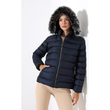 Tals Moda Kadın Silim Fit Çıkarılabilir Kapişonlu Mont