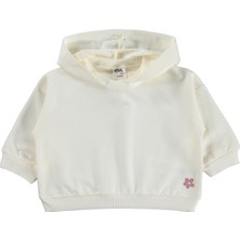 Civil Baby Çiçek Nakışlı Kapşonlu Basic 6-18 Ay Sweatshirt - Ekru