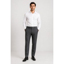 Bihan Store Erkek Regular Fit Kumaş Pantolon - Rahat Kesim, Esnek Kumaş, Pilesiz 008-GRI
