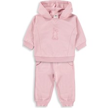 Civil Baby Tavşan Baskılı Kapşonlu Basic 6-18 Ay Takım - Pembe