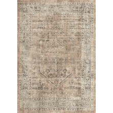 Saraz Halı Miras Vintage Bej Gri Anadolu Desenli Baskı Şönil Halı Kaymaz Taban Salon Oturma Odası Yatak Odası Halısı SH09
