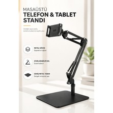 Matechno Ayarlanabilir Masaüstü Telefon ve Tablet Tutucu Stand 360° Döner Başlıklı Metal Geniş Tabanlı Çok Açılı Cihaz Standı
