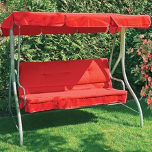 Stratecht Metal Bahçe Salıncağı 3 Kişilik – Minderli, Taşıma Kapasitesi 170 Kg, Kırmızı, 194X102X167 cm