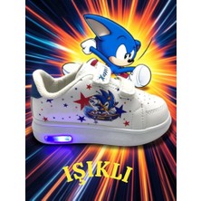 Ellaboni Mavi Hızlı Koşan Kirpi Baskılı Işıklı Erkek Çocuk Spor Ayakkabı Sneaker