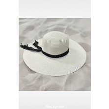 PIECE SIGNATURE Kadınlar Için Lüx Hasır Şapka ( Içinde Ayarlama Ipi Mevcuttur ) ( Çap, 42 cm ) ( Size 57-58 cm )