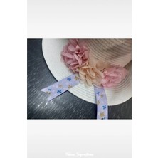PIECE SIGNATURE Beyaz, Lüx Merserize Çocuk Şapka ( Güllü ) ( 3-8 Yaş )
