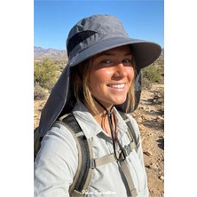 PIECE SIGNATURE Unisex Gri Lejyoner Safari Şapkası - Enselikli, Güneş Korumalı Outdoor Ayarlanabilir Ipli Doğa Şapkası