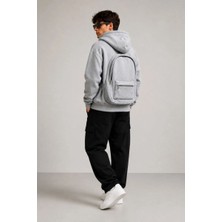Velmora Fashion Erkek 3 İplik Şardonlu Tam Fermuarlı Kapüşonlu Arka Çanta Detaylı Sweatshirt - Gri