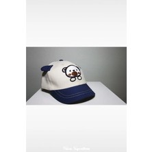 PIECE SIGNATURE %100 Pamuk Kanvas, Ayıcıklı, Kulaklı Çocuk Şapka ( 1-3 Yaş ) ( Unisex ) ( Bej Taş )