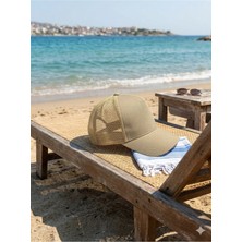 Kardelen Butik Denizli Fileli Spor Unisex Şapka (Bej) ( 5 Panel, Ön Orta Dikişsiz )
