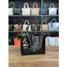V'SHINE Model 3109 - El ve Omuz Çantası - Siyah Rugan Leopar