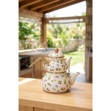Acar - Petit Fleur Emaye Demlik Çaydanlık