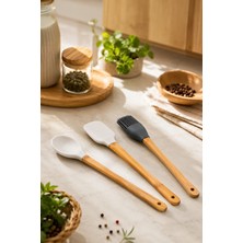 Porsima Mıen 3 Parça Mini Silikon Kaşık Spatula Fırça - Yanmaz Yapışmaz Hazırlık Seti - 23 cm