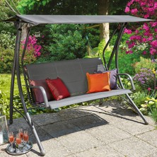 Stratecht Metal Bahçe Salıncağı 3 Kişilik – Tente Örtülü, Toz Boyalı Çelik, Taşıma Kapasitesi 220 Kg, 186X123X167 cm