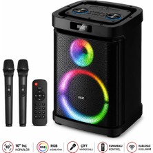 Blic Bls-79 20W 10 Inç Bluetooth Hoparlör, Rgb Işıklı, Güçlü Bass Çift Kablosuz Mikrofonlu, Kumandalı