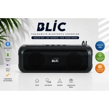 Blic Bls-72 12W Bluetooth 5.4 Taşınabilir Hoparlör Tws Stereo USB Tf Kart Type-C Siyah
