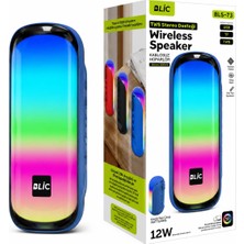 Blic Bls-73 12W Rgb Işıklı Bluetooth Hoparlör Tws Stereo USB Tf Aux Destekli Kumaş Dokulu Kablosuz Speaker Mavi
