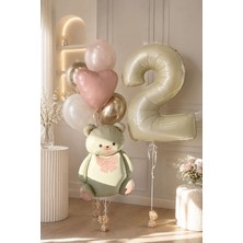 Meri Parti 2 Yaş Ayıcık Temalı Balon Seti – Doğum Günü Parti Süsü – Pembe Gold Balon Dekorasyon Seti