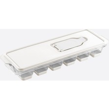 Dünya Plastik Kapaklı Silikon Buzluk Krem Renk 12 Bölmeli Buz Kalıbı