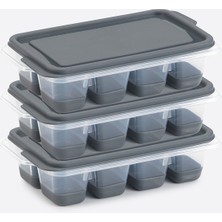 Dünya Plastik 3 Lü Set Mini Kapaklı Silikon Buzluk Antrasit Renk