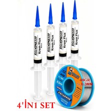MHM RSLASM8559 Krem Flux 5 cc 4’lü Set + 40 G 0,3 mm Lehim Teli Elektronik Lehimleme Seti TK16