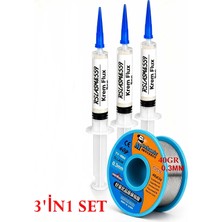 MHM RSLASM8559 Krem Flux 5 cc 3’lü Set + 40 G 0,3 mm Lehim Teli Elektronik Lehimleme Seti TK25