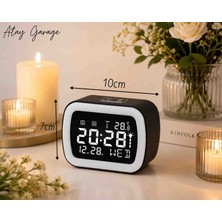 Atay Garage Dijital LED Masa ve Komodin Saati Siyah - Termometreli ve Alarmlı