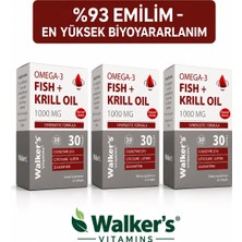 Walker's Krill Oil Omega 3 Sitikolin Lutein Q10.    3lü Paket