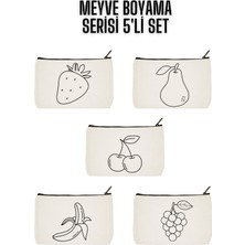 Belirtilmemiş Meyveler Kalemlik Boyama Çantası 5'li Set, Makyaj Çantası