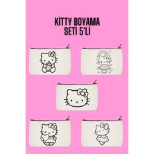 Belirtilmemiş Hello Kitty Kalemlik Boyama Çantası 5'li Set, Makyaj Çantası