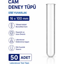 Labolist 16X100 mm Cam Deney Tüpü Dibi Yuvarlak 100 Adet Laboratuvar Test Tüpü